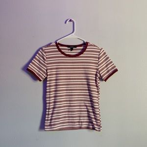 Maroon & White Striped Shirt